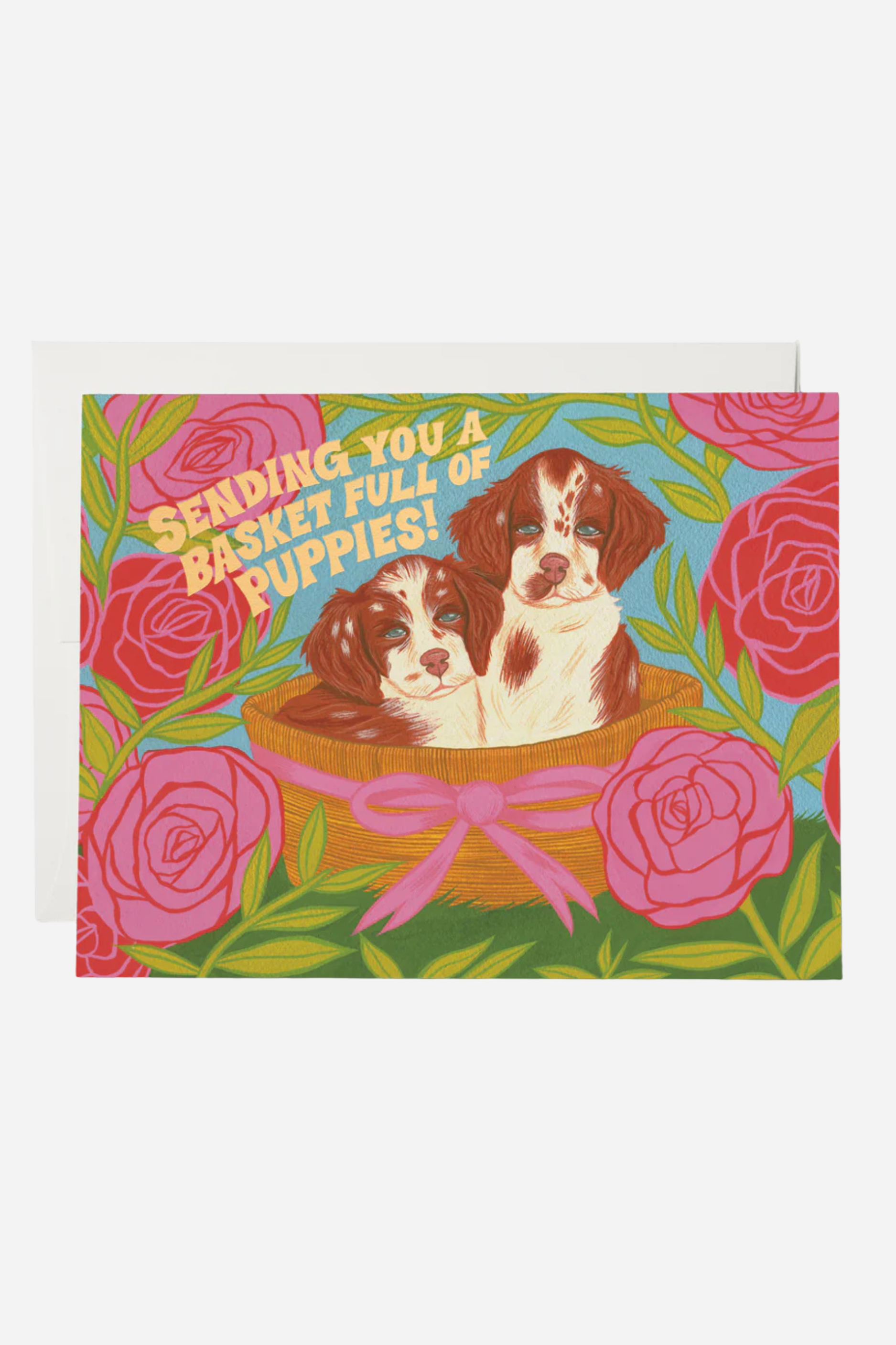 Red Cap Cards - Basket of Puppies