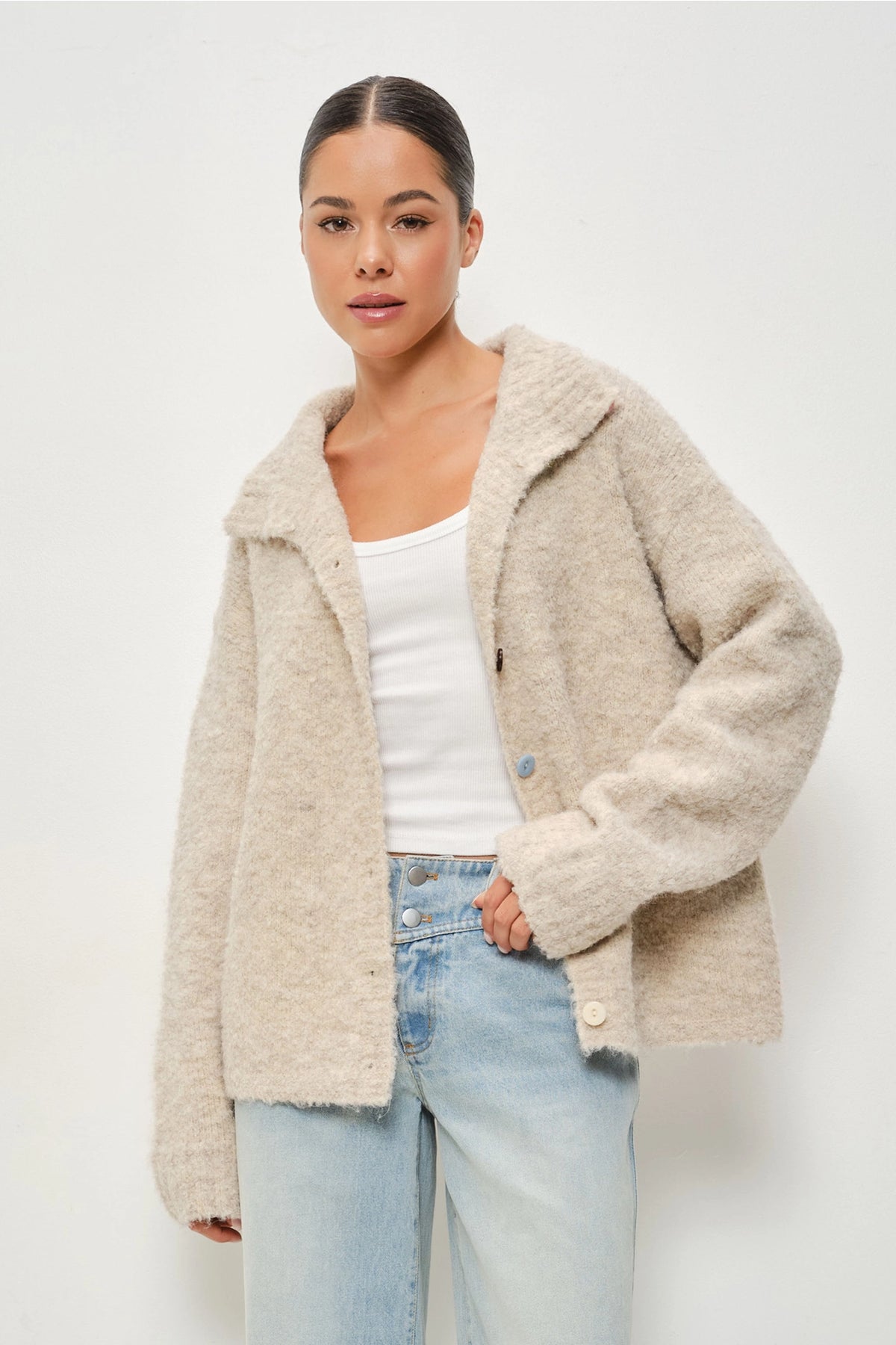 Keira Funnel Neck Knitted Sweater