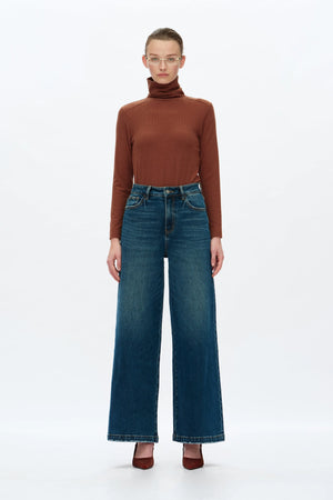 Mid Rise Wide Leg Jeans - Vintage Dark Blue