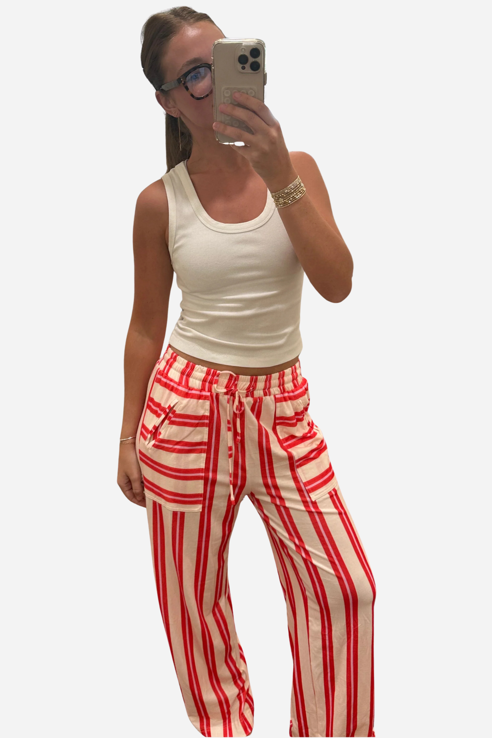 Color Block Striped Wide-Leg Pants
