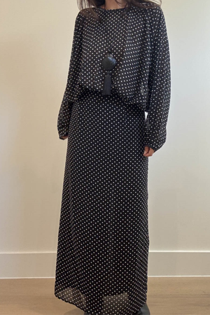 Sheer Polka Dot Printed Maxi Dress