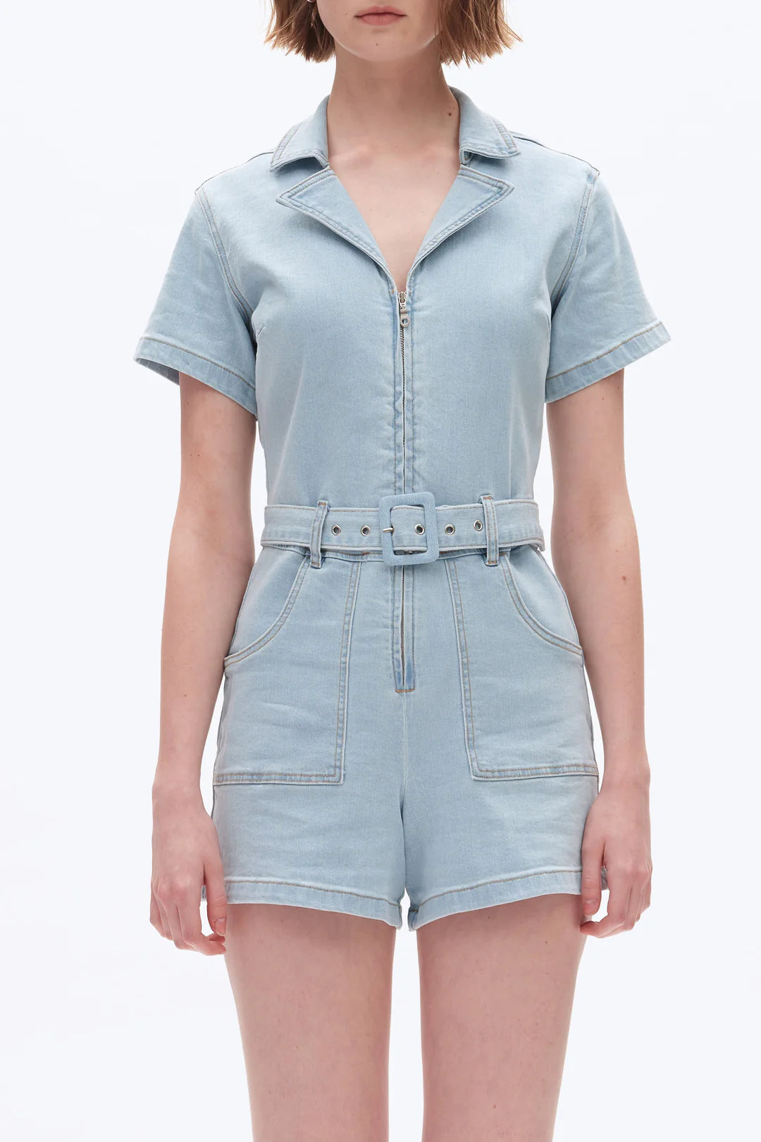 Mini Denim Romper - Light Blue