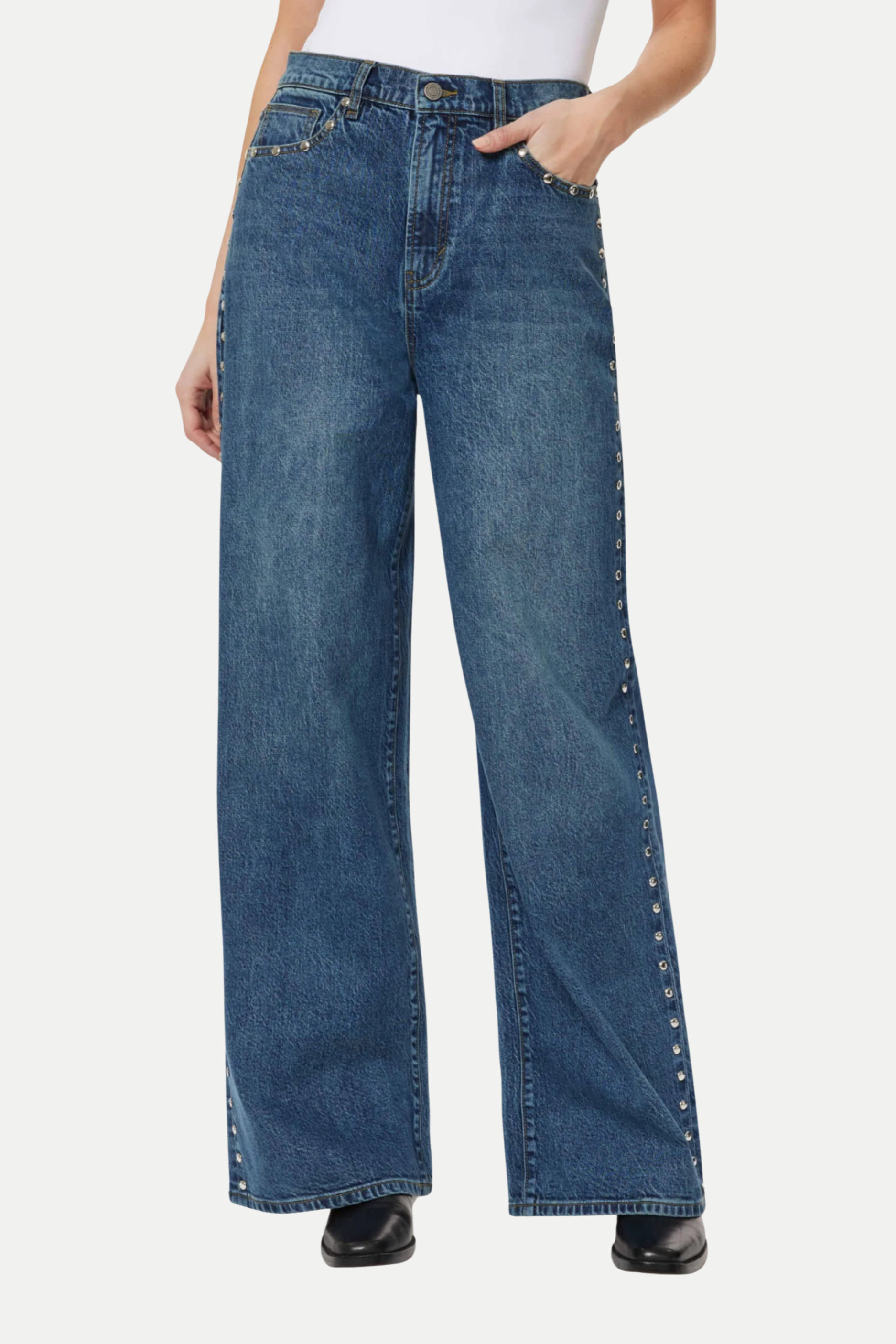 Gemma Studded Wide Leg Jeans