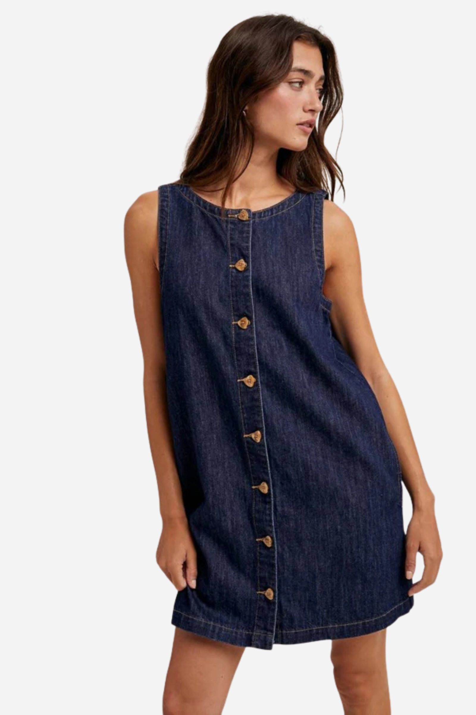 Denim Button-Up Mini Dress