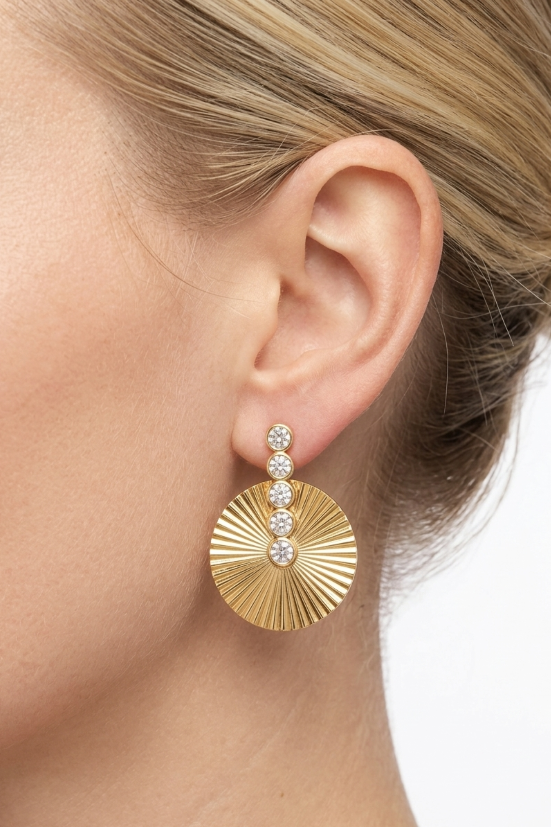 18K Diamond Pie Plate Earrings