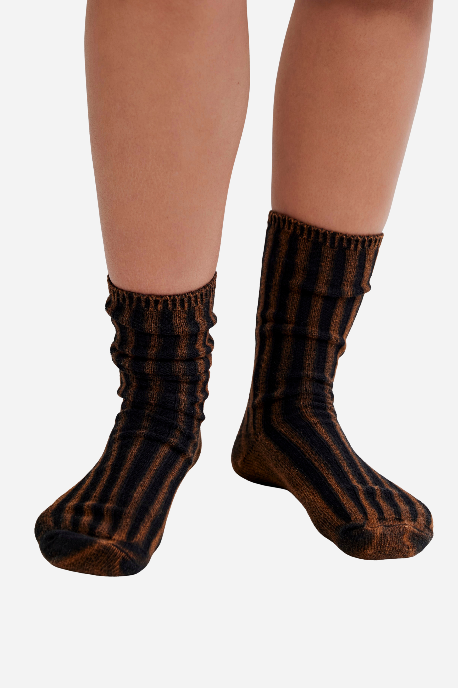 Free People Overdyed Trouser Socks - Tobacco