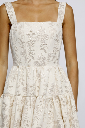 Metallic Floral Corset Dress