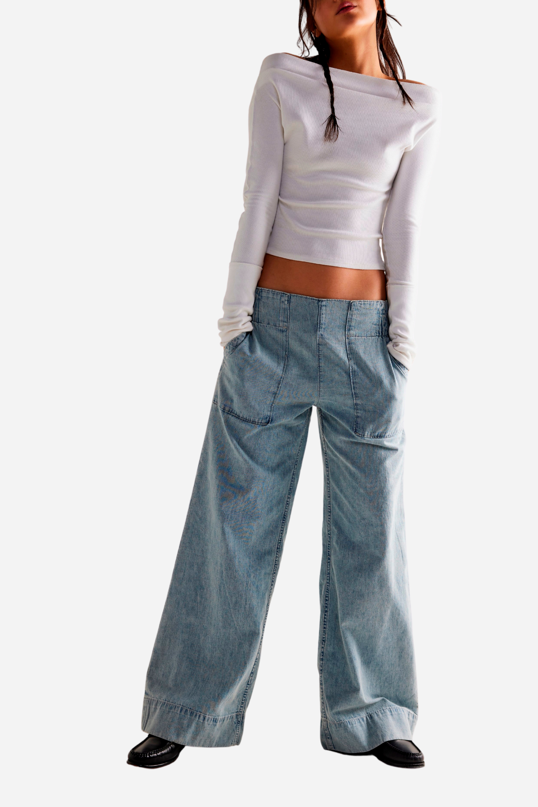 Free People Breezy Denim Pull On Jeans - Dusk