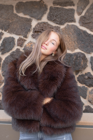 Cropped Fur Jacket - Chocolate