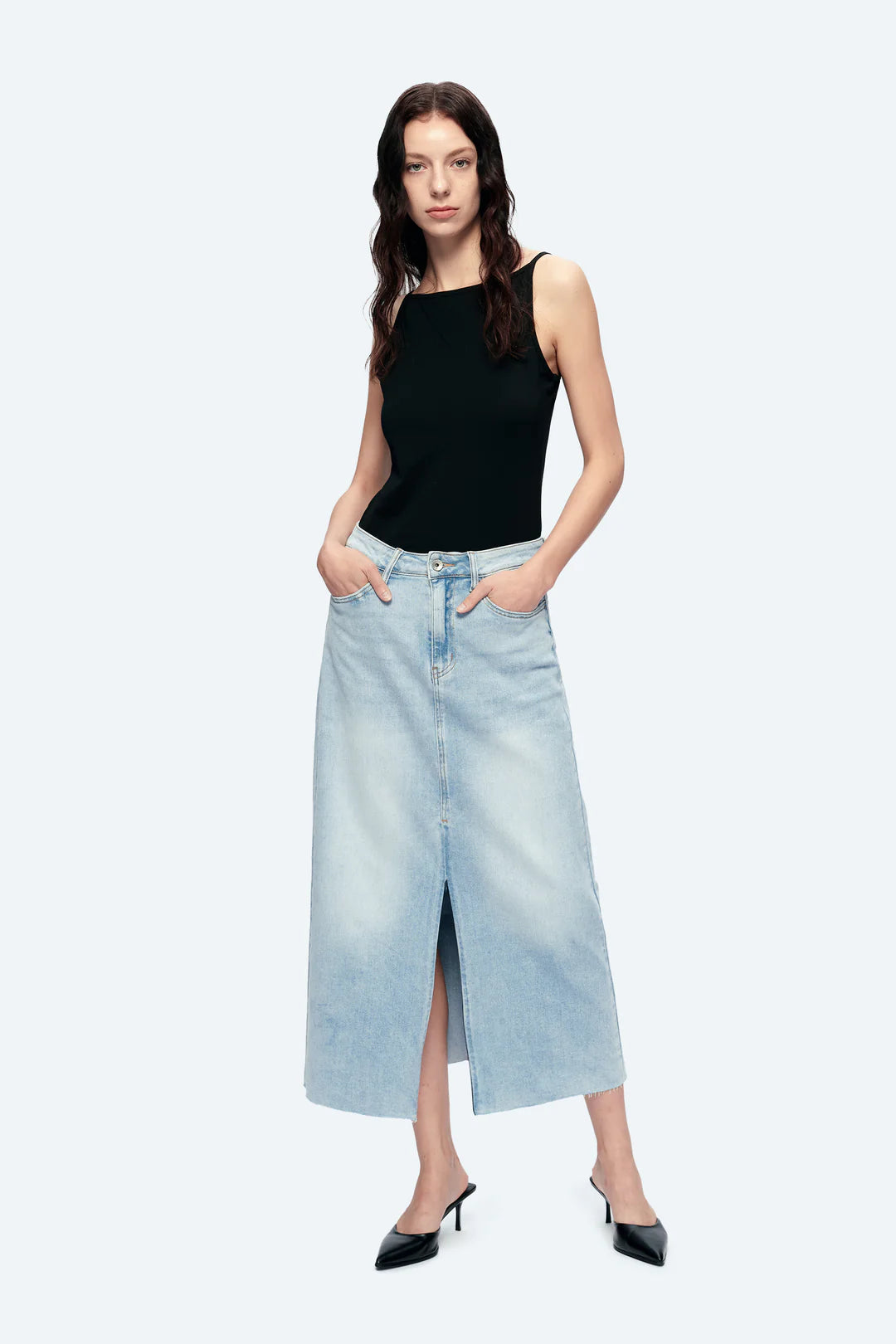 Denim Midi Skirt
