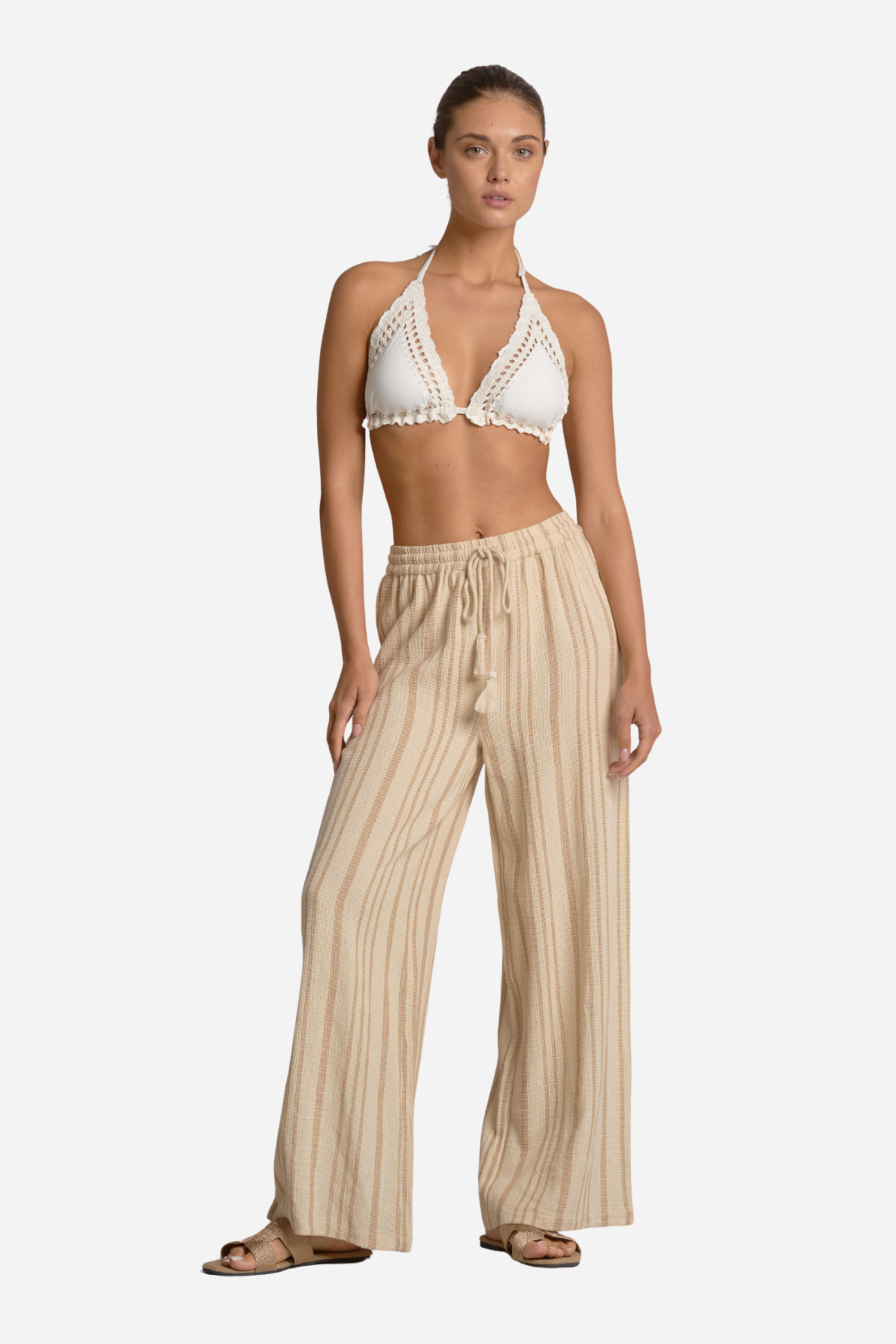 Striped Drawstring Flowy Pants