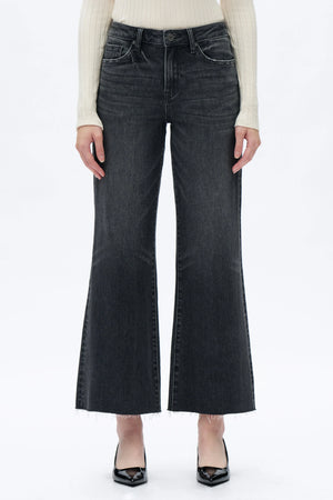 Mid Rise Wide Leg Jeans - Dark Grey