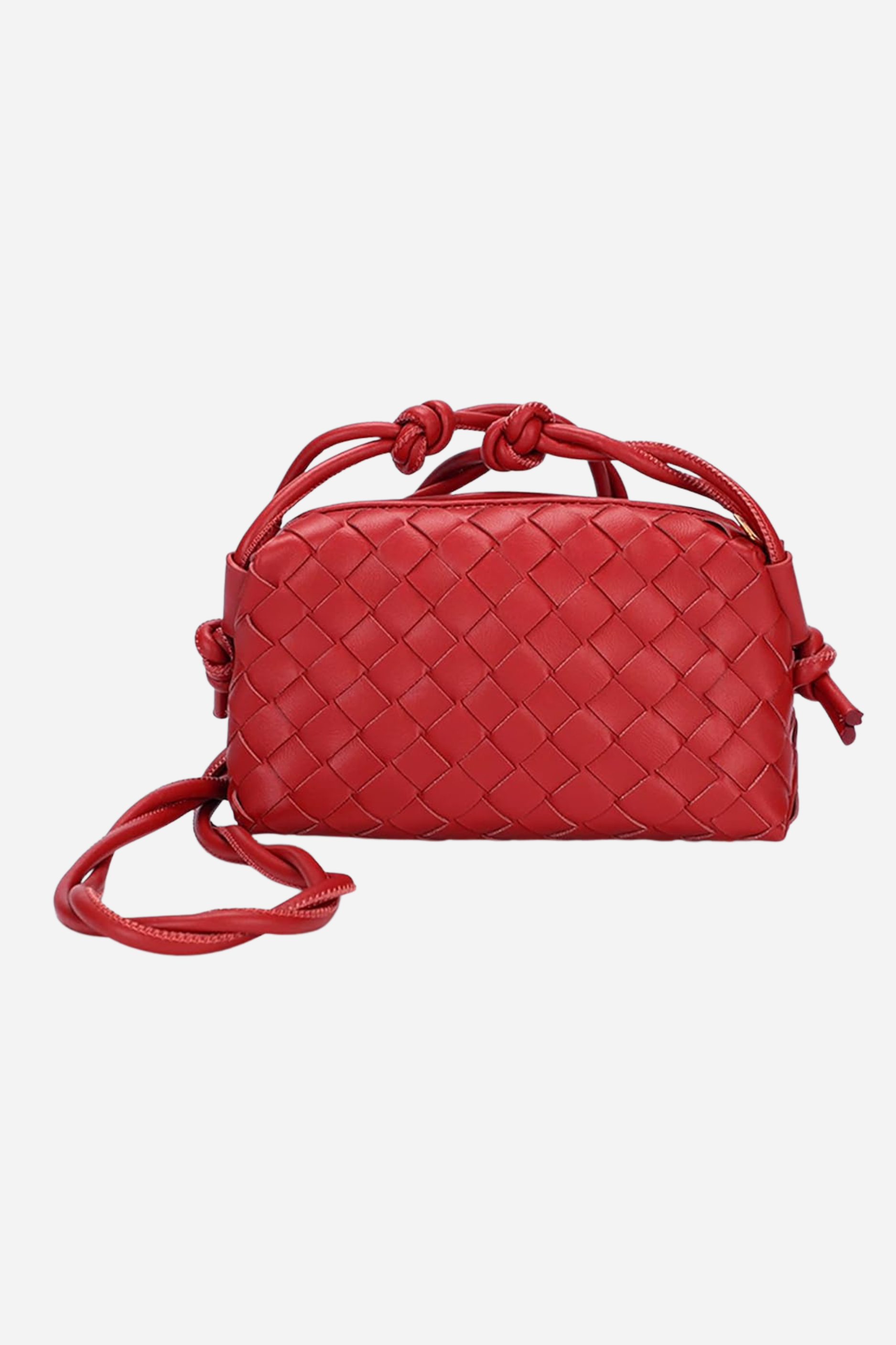 Woven Crossbody Purse - Cherry Red