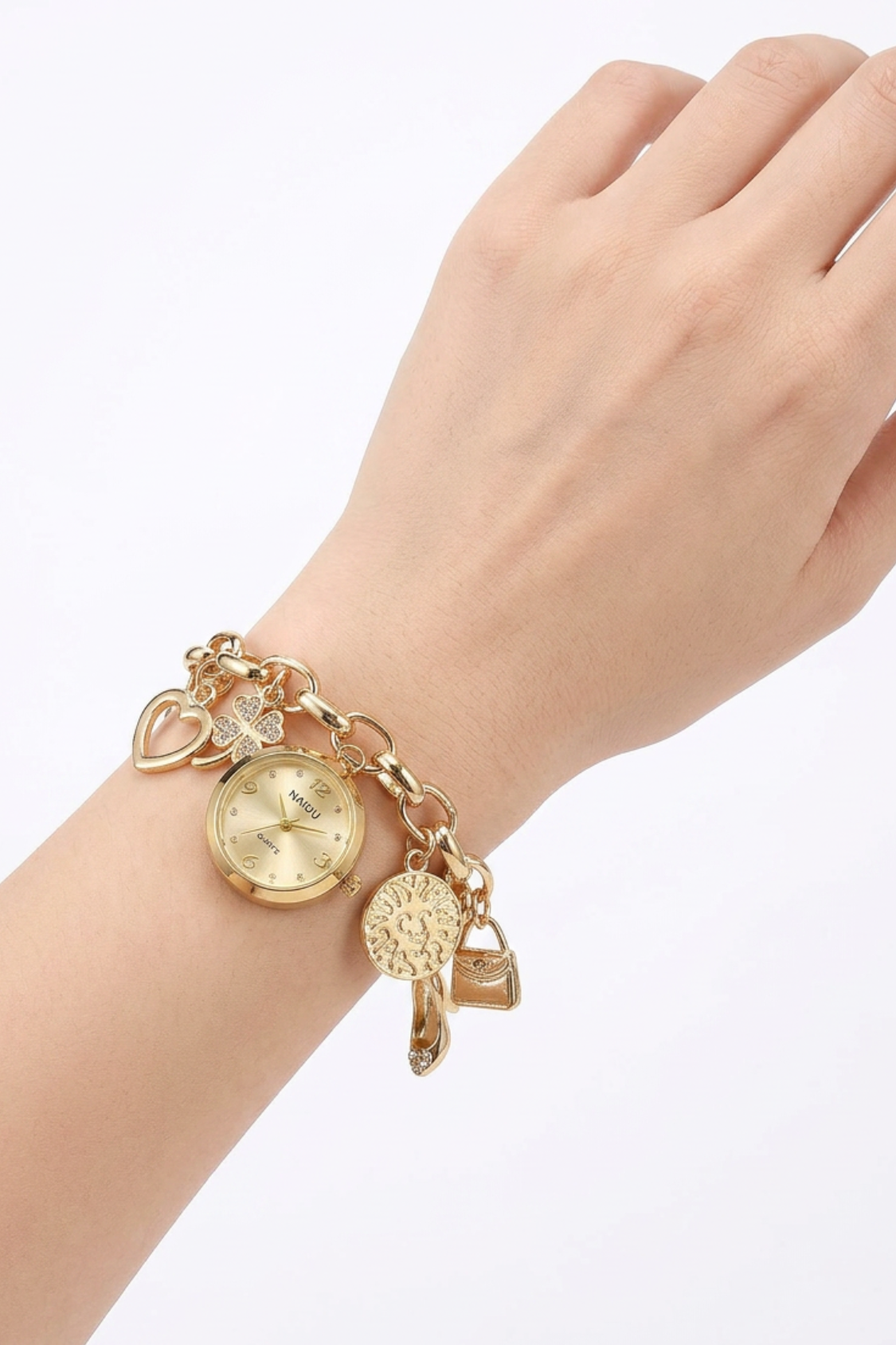 Heart Pendant Charm Watch Bracelet