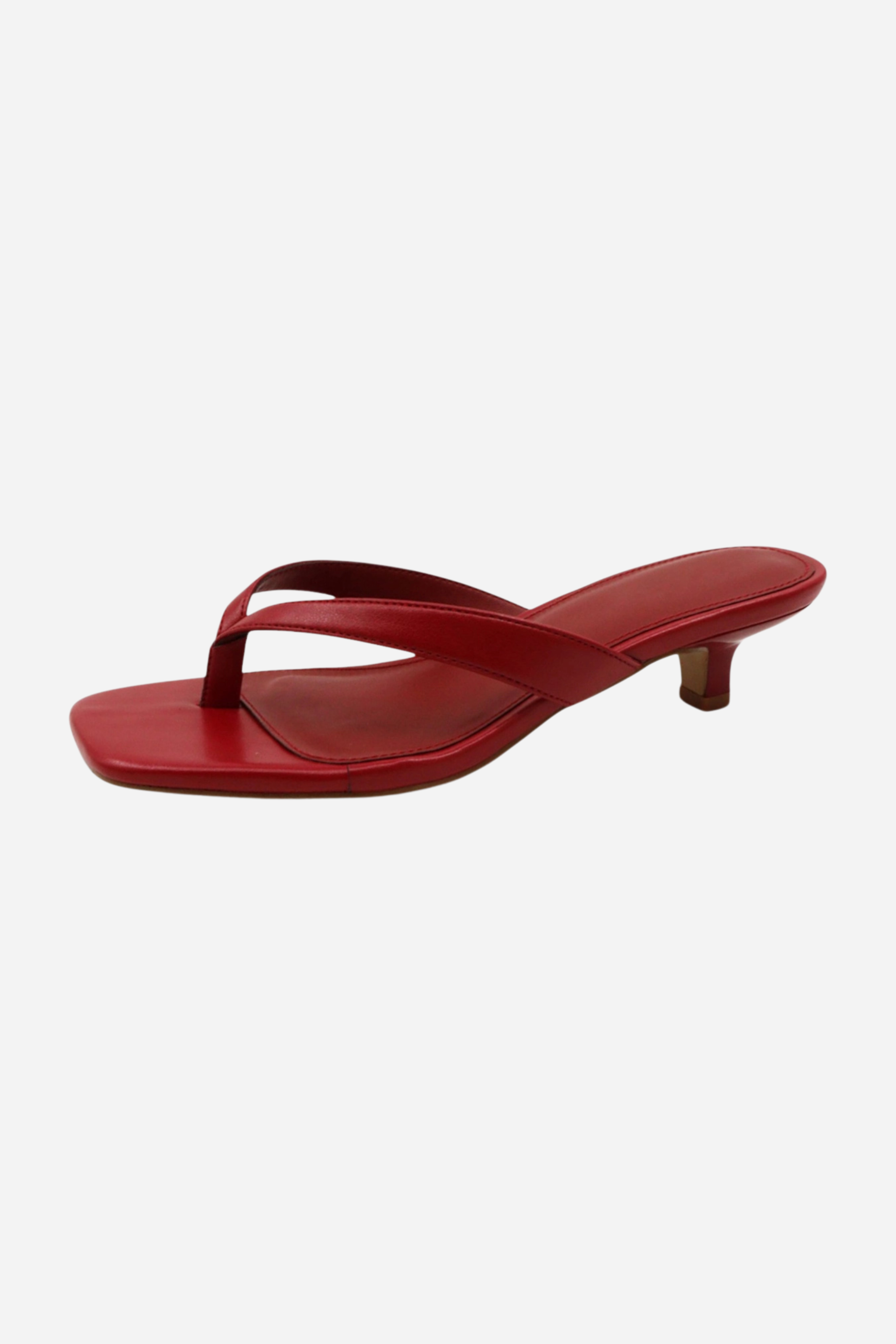 Square Toe Kitten Heel - Cherry