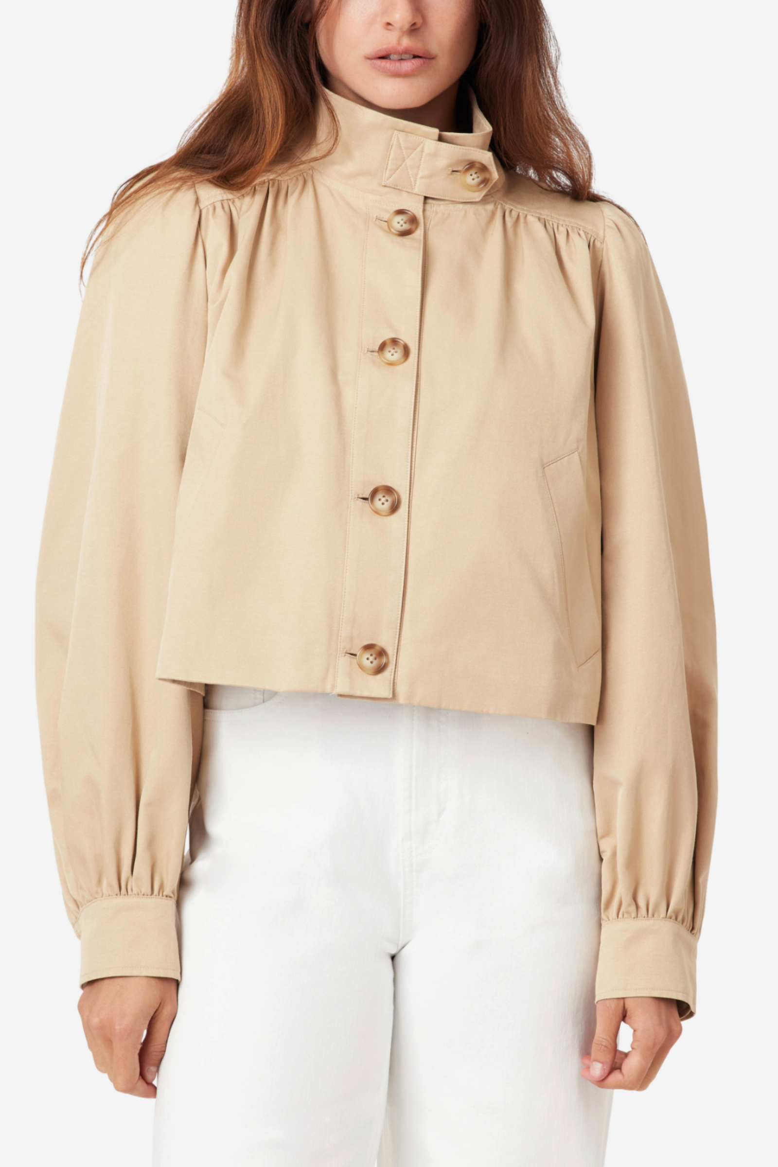 Cropped Trench Jacket - Tan