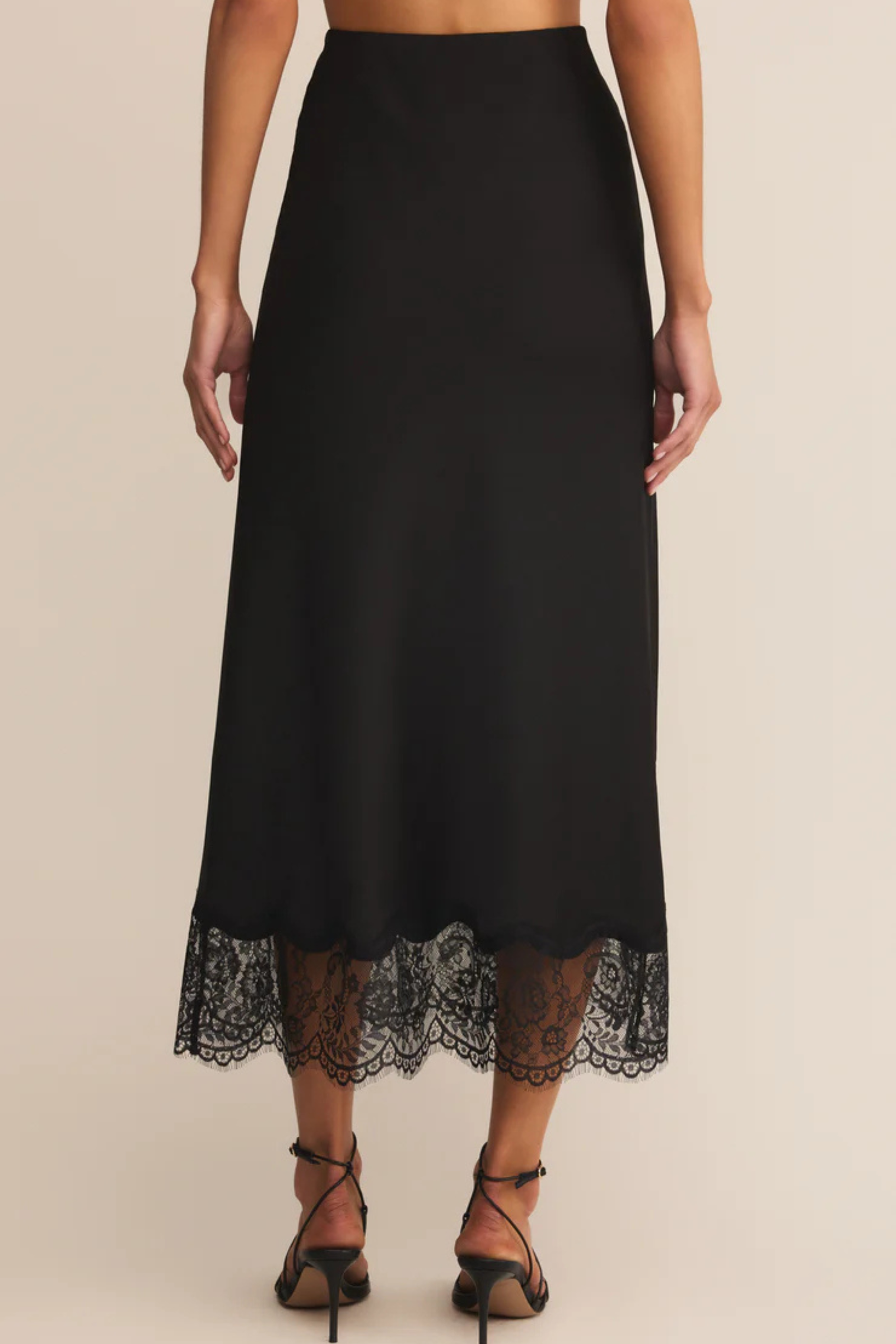 Cinder Lace Midi Skirt - Black