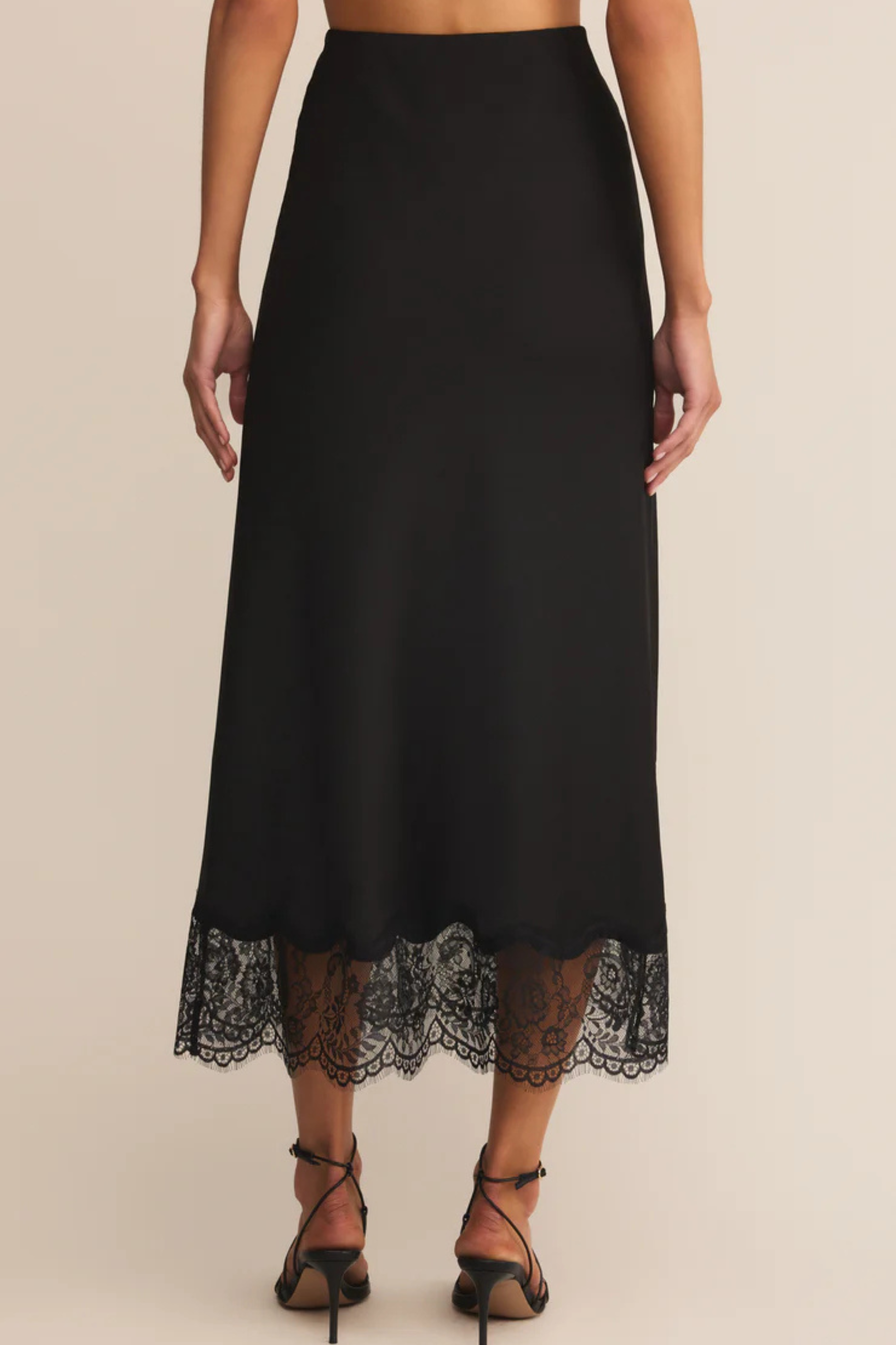 Cinder Lace Midi Skirt - Black