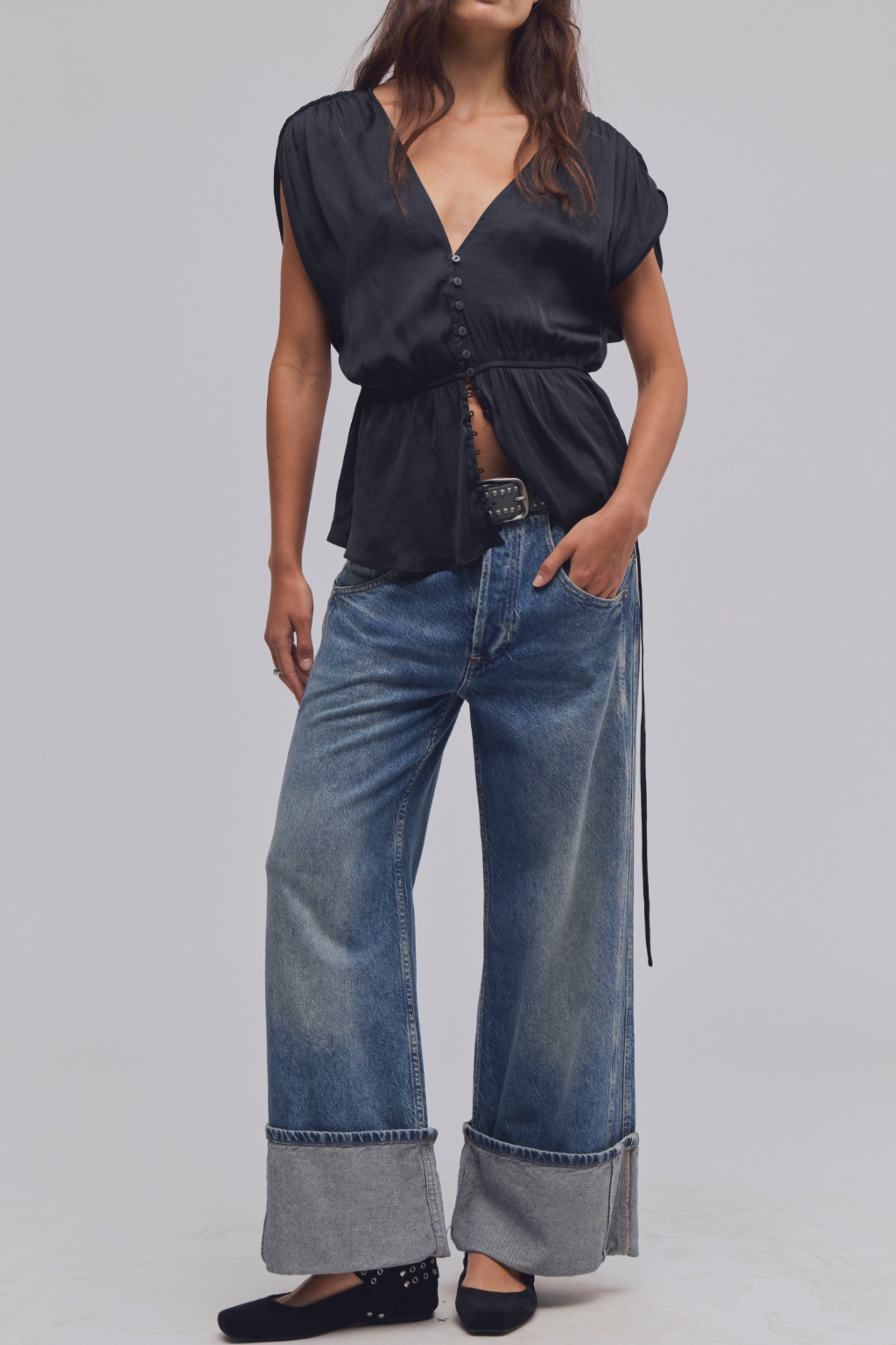 Free People Ash Blouse - Black