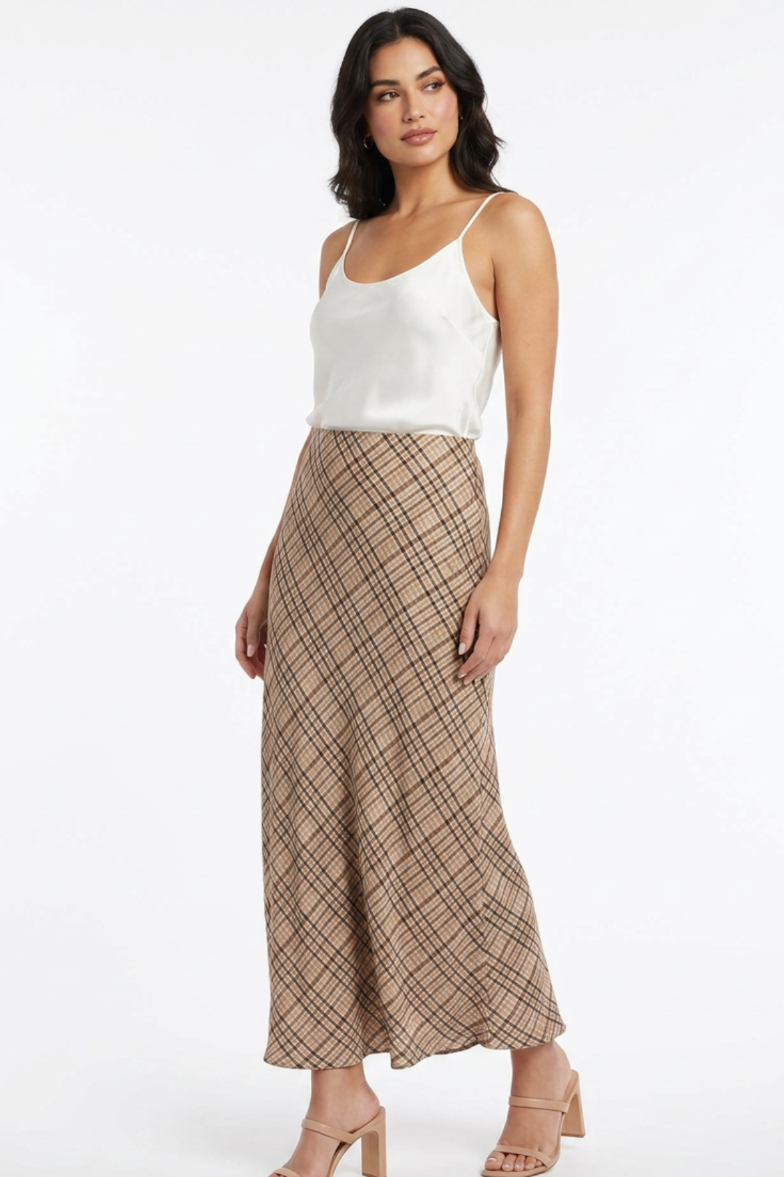 Meadow Skirt - Beige Plaid