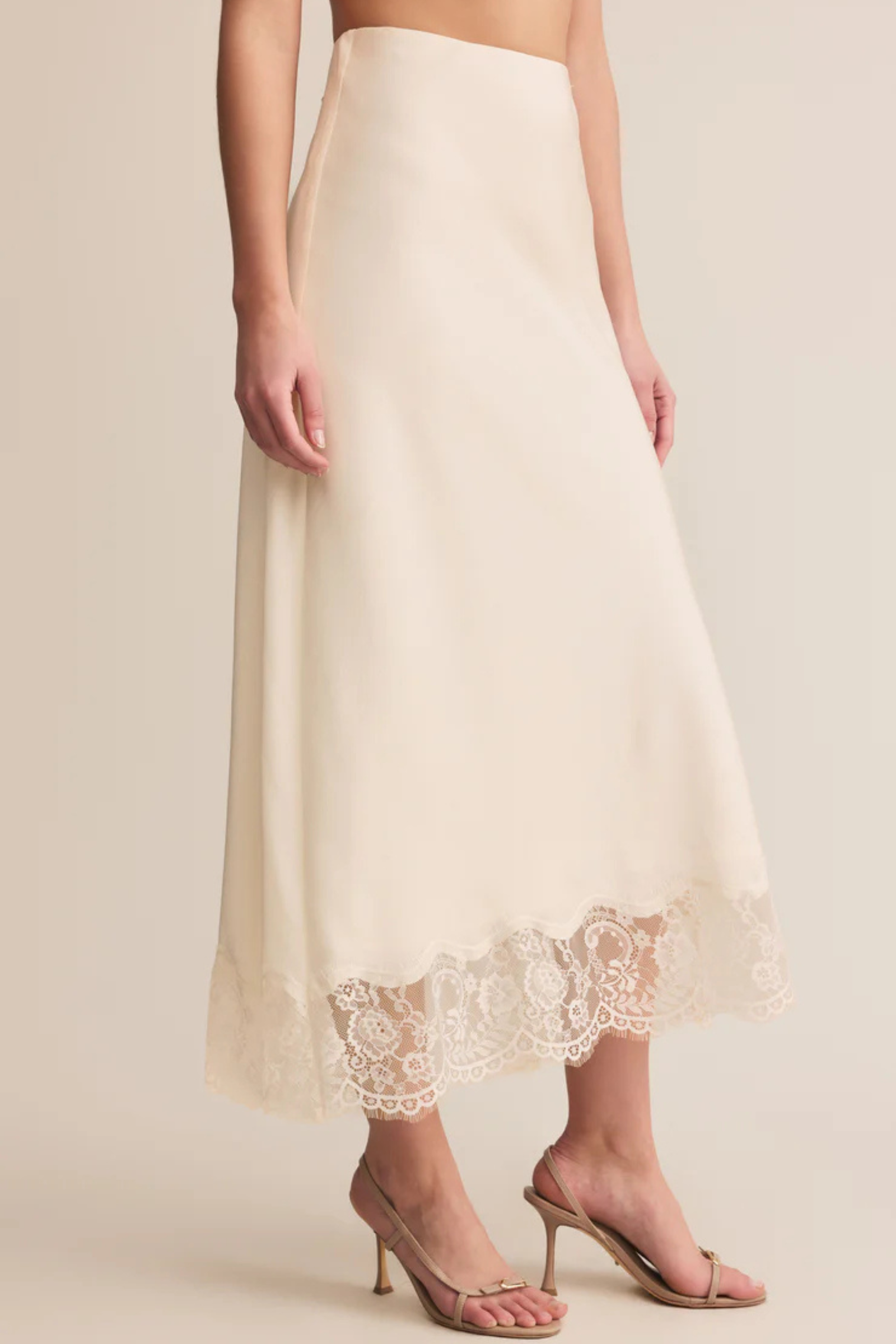 Cinder Lace Midi Skirt - Cloud