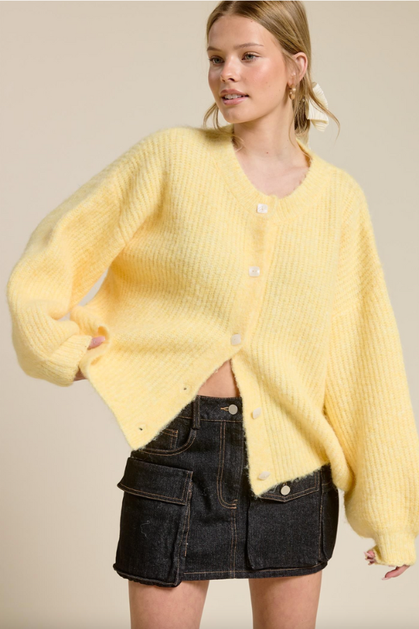 Balloon Sleeve Knit Cardigan Butter Maude - Main Image