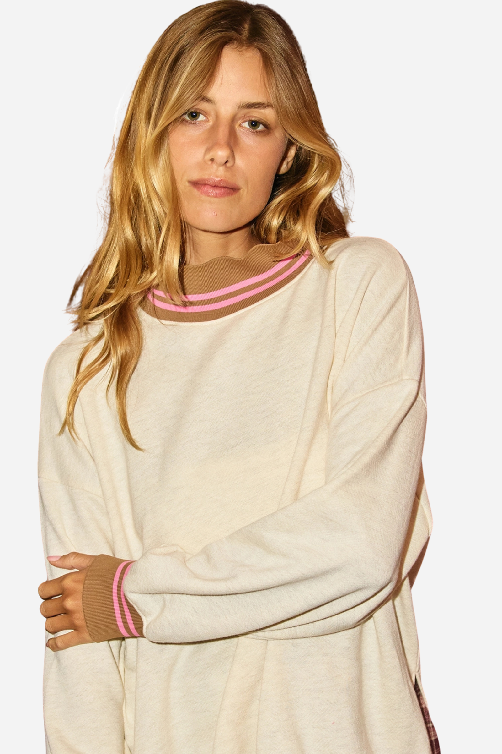 Striped Mock Neck Sweatshirt