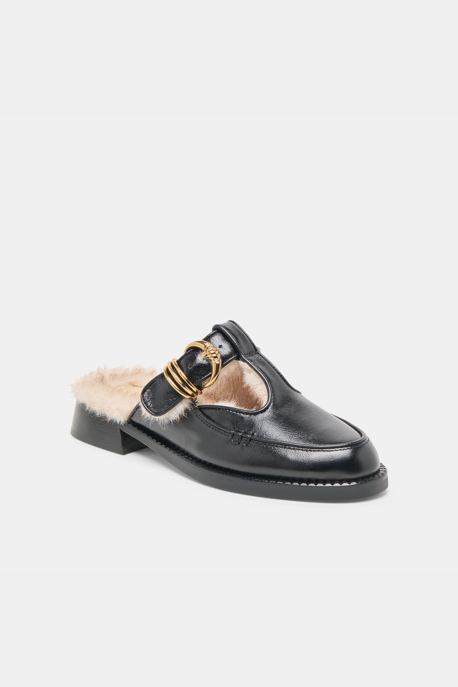 Dolce Vita Harlah Plush Mules - Black Leather