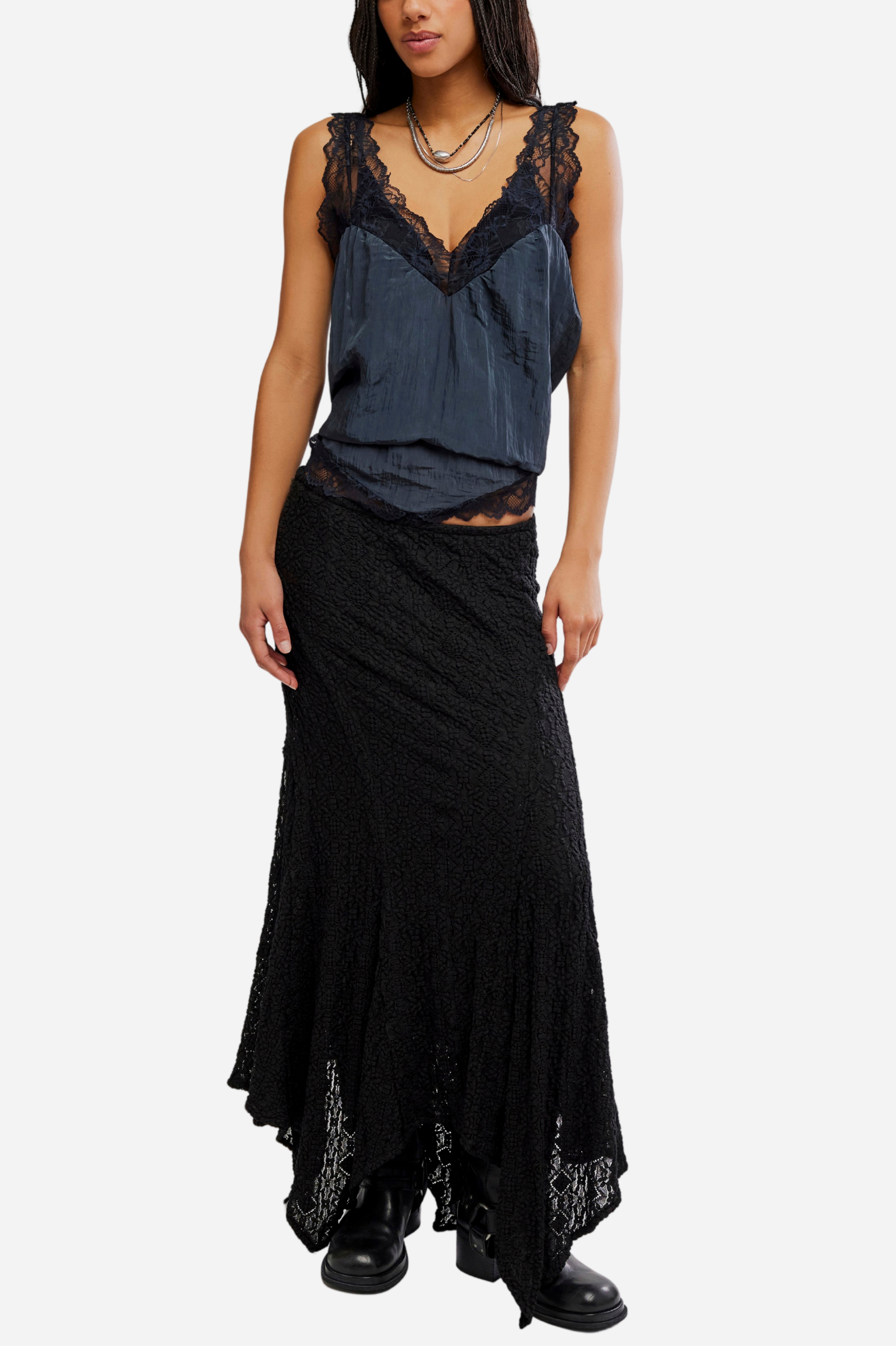 Free People - Bella Lace Mermaid Skirt - Black