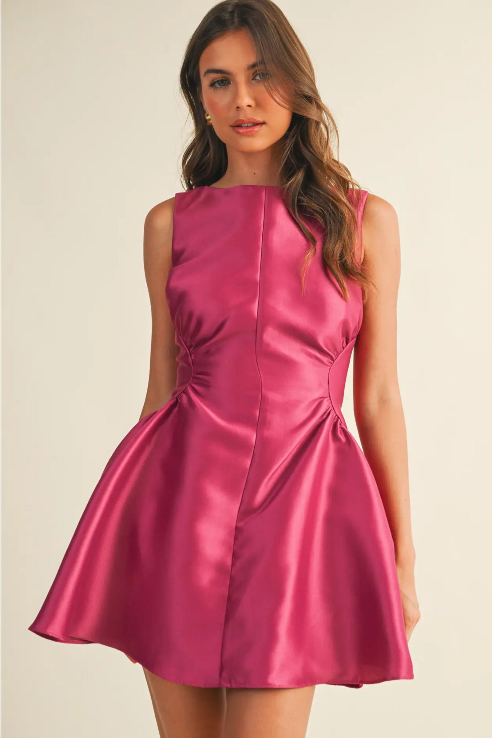 Fun and Flirty Flare Mini Dress - Rose