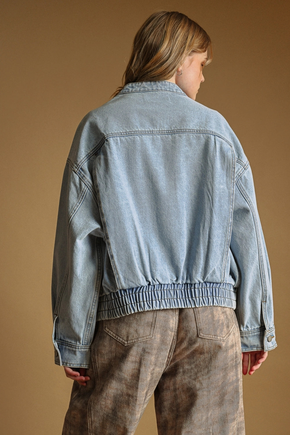 Washed Denim Bomber Jacket