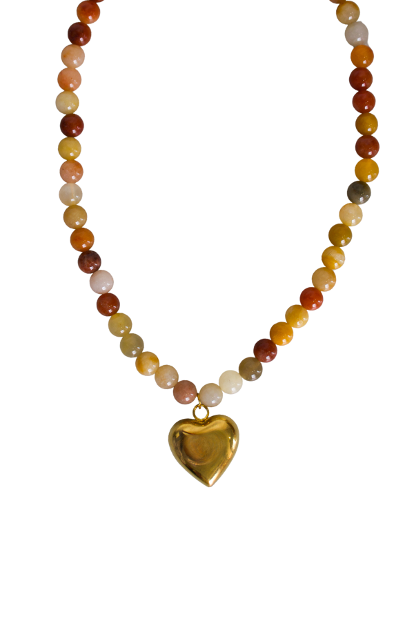 18K Beaded Heart Statement Necklace