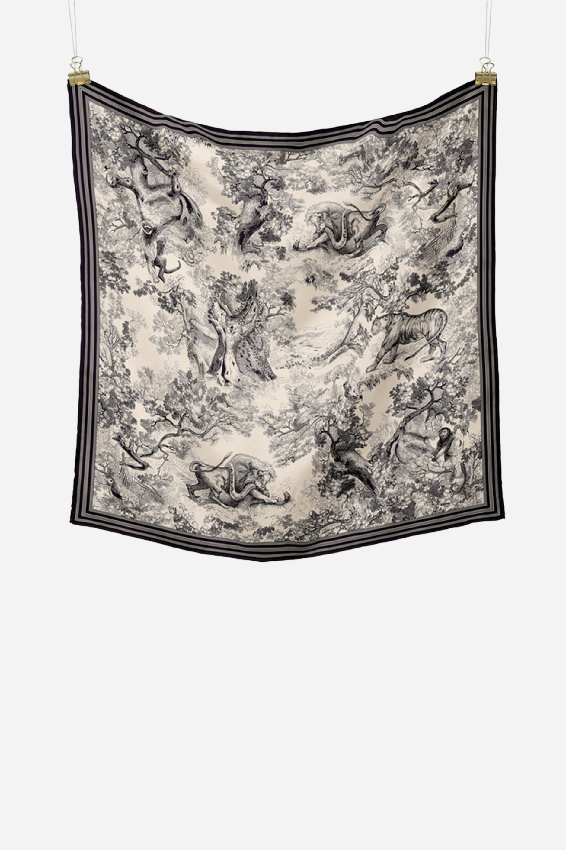 Floral Silky Square Scarf - Black