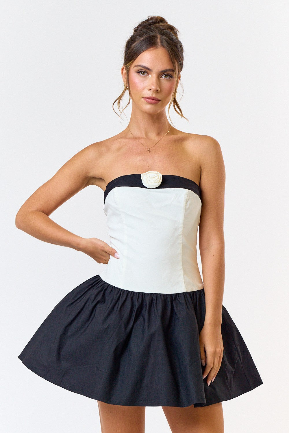 Rosette Tube Mini Dress