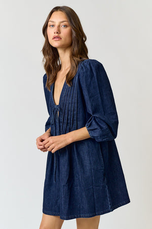 Pleated Denim Romper