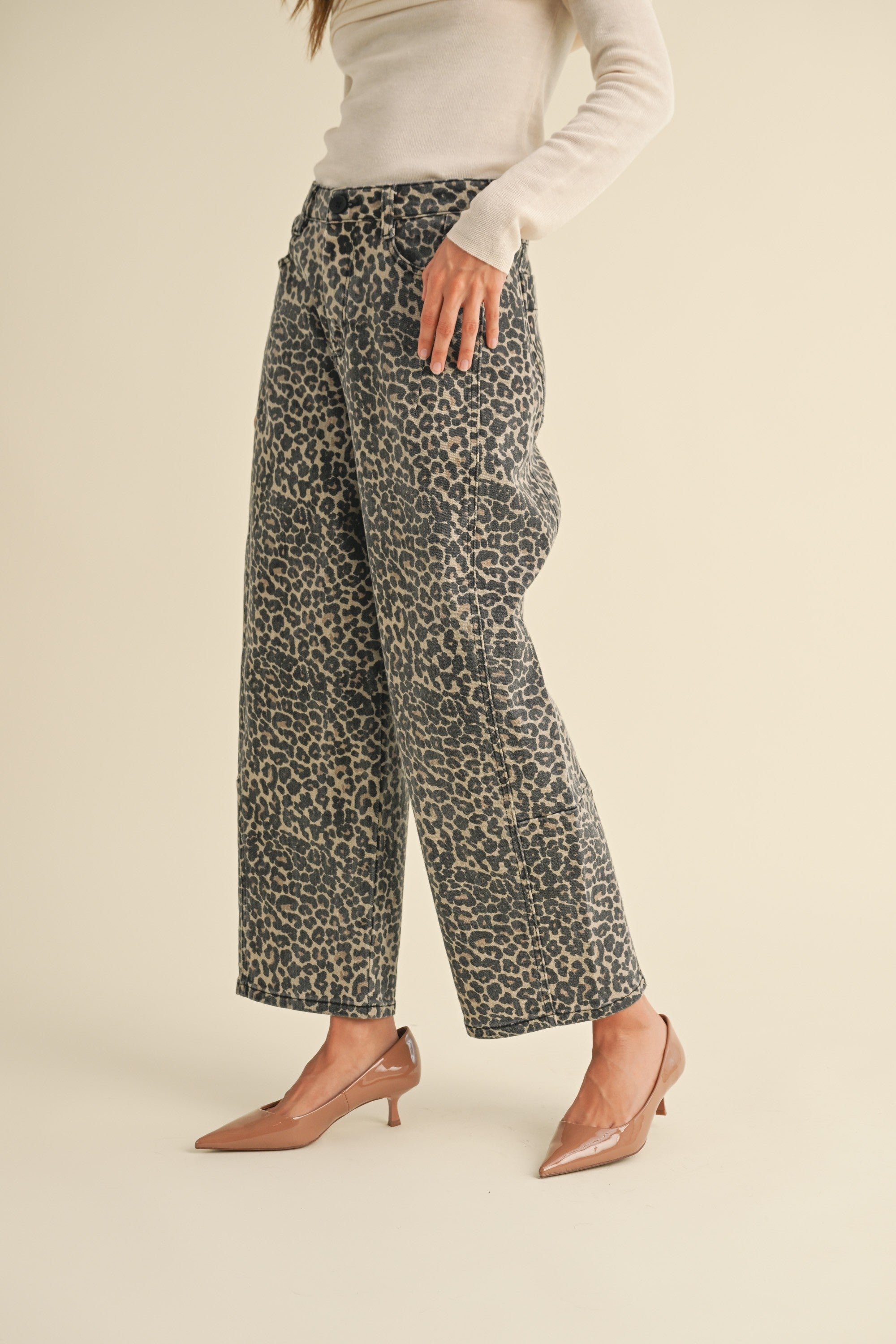 Leopard Barrel Pants