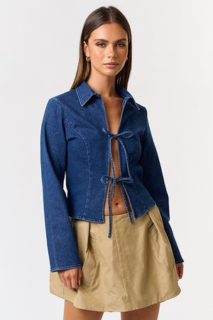 Denim Front Tie Top