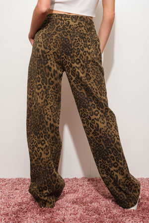 Leopard Print Denim Pants