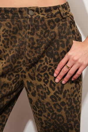 Leopard Print Denim Pants