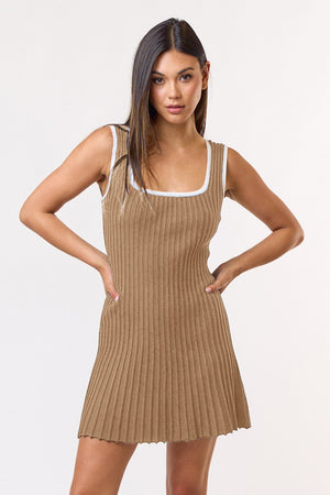 Pleated Sweater Mini Dress