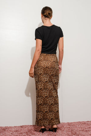 Leopard Print Mesh Maxi Skirt