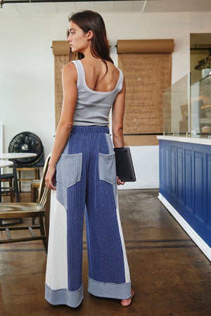 Color-Block Wide Legs Pants