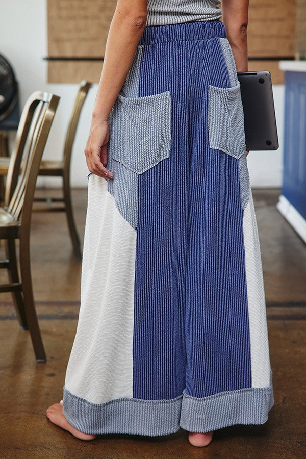 Color-Block Wide Legs Pants
