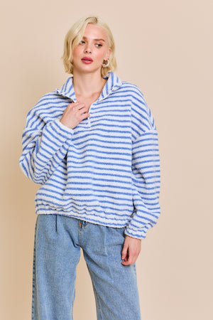 Striped Fleece Quarter-Zip