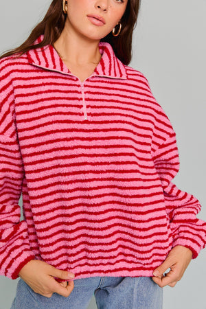 Striped Fleece Quarter-Zip