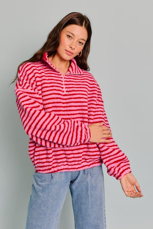 Striped Fleece Quarter-Zip