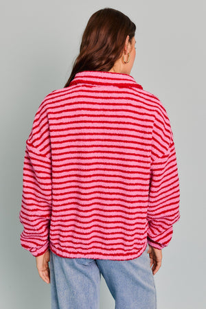 Striped Fleece Quarter-Zip