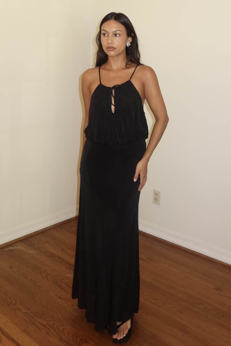 Slinky Knit Maxi Dress - Black