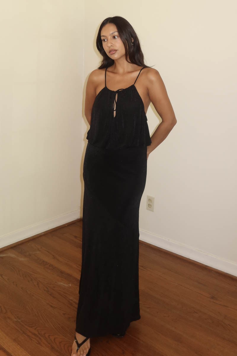 Slinky Knit Maxi Dress - Black