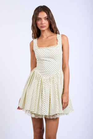 Polka Dot Mini Dress - White